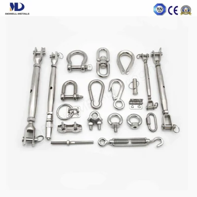 Aço inoxidável Hardware Rigging Shackles/Turnbuckles/Wire Rope Clipes/Dedais/Ilhós/Ringnuts/Ganchos de pressão/Elo rápido/Dobradiça/Terminal embutido/Perno Vários equipamentos